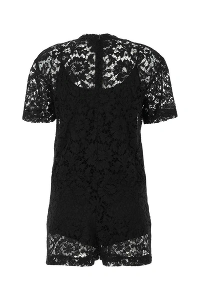 Shop Valentino Vltn Print Floral Lace Playsuit In Black