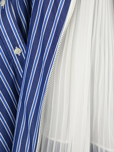 Shop Sacai Tulle Detail Panelled Shirt Dress In Multi