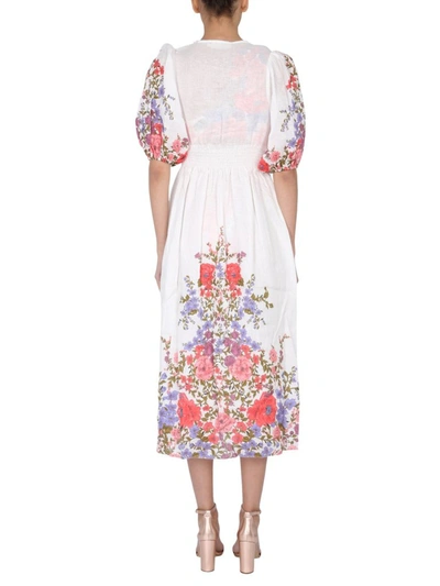 Shop Zimmermann Poppy Shirred Waist Dress In Multi