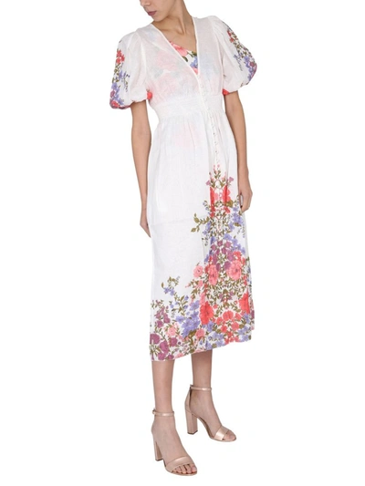 Shop Zimmermann Poppy Shirred Waist Dress In Multi