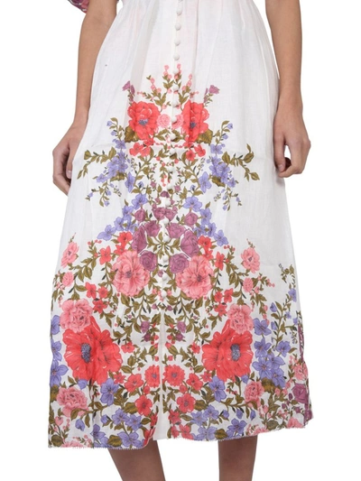 Shop Zimmermann Poppy Shirred Waist Dress In Multi