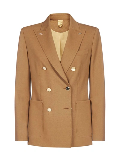Shop Max Mara Double Breasted Tailored Blazer In Brown