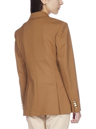 Shop Max Mara Double Breasted Tailored Blazer In Brown