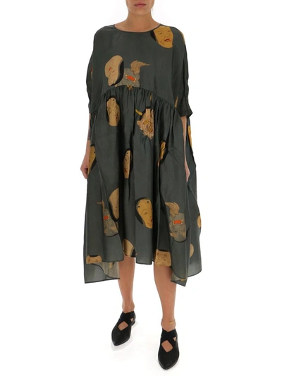 Shop Uma Wang Printed Oversized Dress In Multi