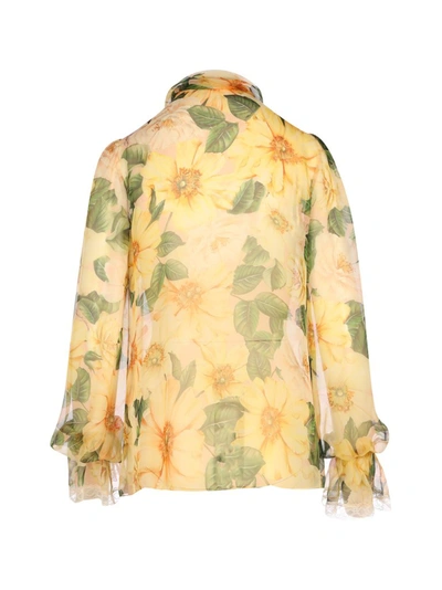 Shop Dolce & Gabbana Camellia Printed Chiffon Blouse In Multi