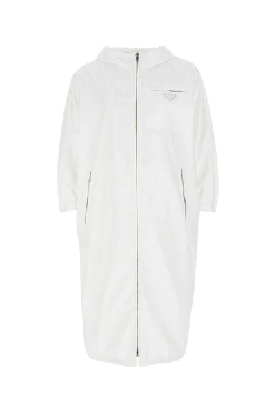 Shop Prada Zipped Pocket Oversize Jacket In White