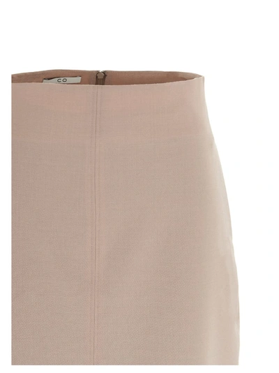 Shop Co Front Slit Midi Skirt In Beige