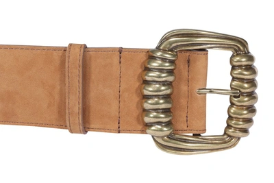 Shop Etro Square Ribbed Buckle Belt In Brown