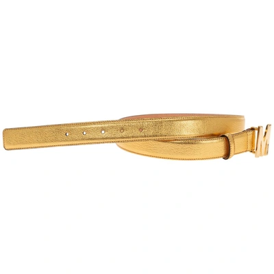 Shop Moschino M Buckle Belt In Gold
