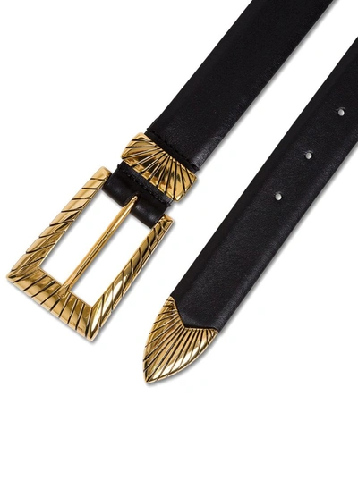 Shop Alberta Ferretti Rectangle Engraved Buckle Belt In Black