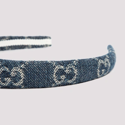 Shop Gucci Gg Eco Washed Denim Hair Band In Blue