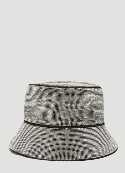 Shop Kara Crystal Mesh Bucket Hat In Silver