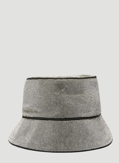 Shop Kara Crystal Mesh Bucket Hat In Silver