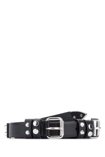 Shop Prada Studs Embellished Belt In Black