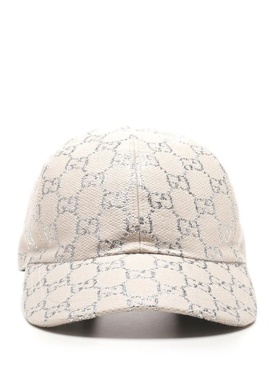 Shop Gucci Gg Lamé Baseball Cap In White