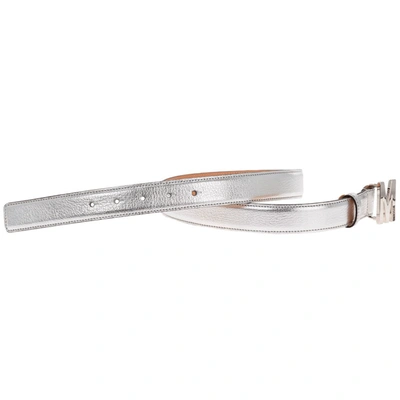 Shop Moschino M Buckle Belt In Silver