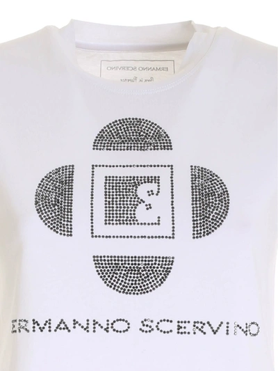 Shop Ermanno Scervino Rhinestones T-shirt In White