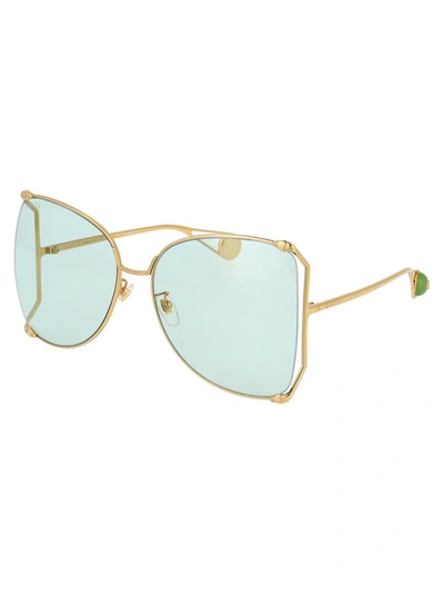 Shop Gucci Eyewear Oversized Sunglasses In Metallic