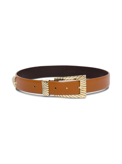 Shop Alberta Ferretti Rectangle Buckle Belt In Brown