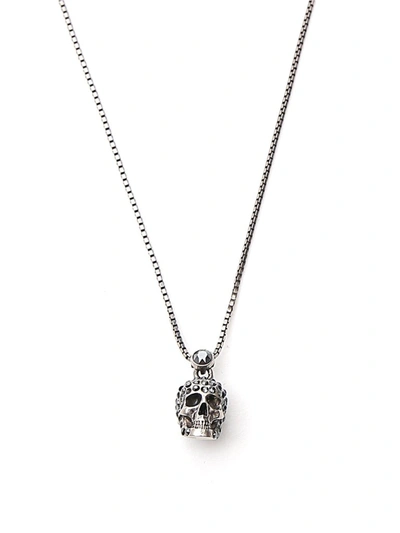 Shop Alexander Mcqueen Skull Pendant Necklace In Silver