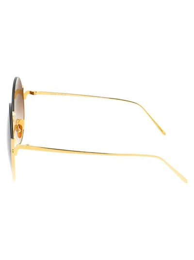 Shop Linda Farrow Olivia Round Frame Sunglasses In Gold