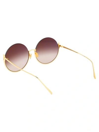 Shop Linda Farrow Olivia Round Frame Sunglasses In Gold