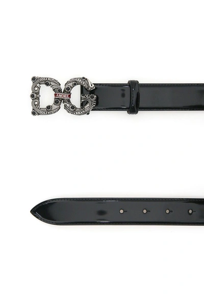 Shop Dolce & Gabbana Dg Amore Buckle Belt In Black