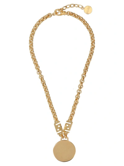 Shop Versace Medusa Head Embellished Chain Necklace In Gold