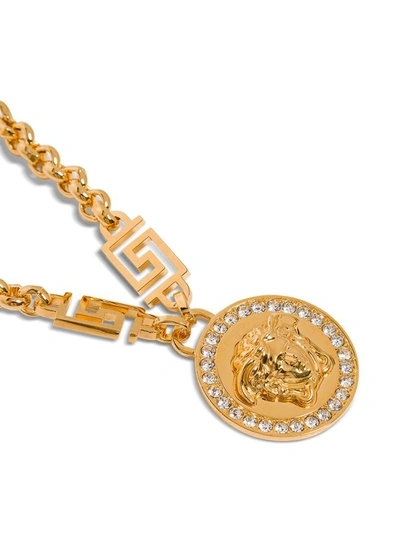 Shop Versace Medusa Head Embellished Chain Necklace In Gold