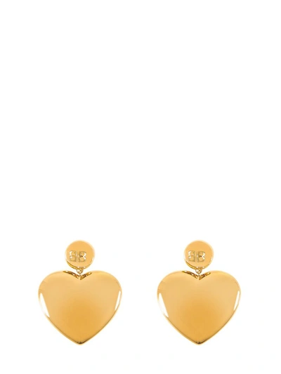 Shop Balenciaga Bb Engraved Heart Earrings In Gold