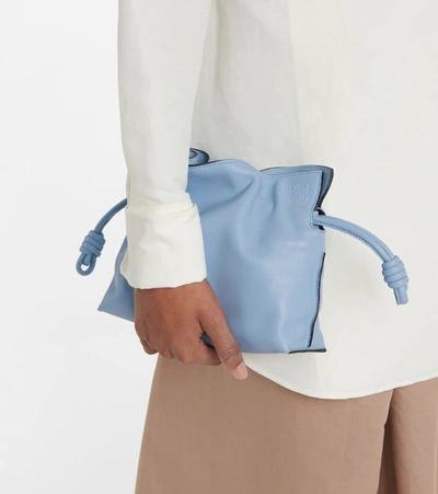 Shop Loewe Flamenco Mini Leather Clutch In Blue