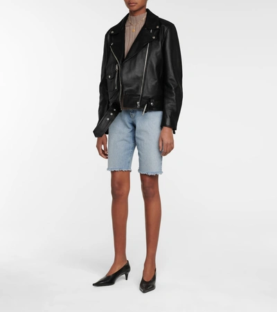 Shop Acne Studios Leather Biker Jacket In Black