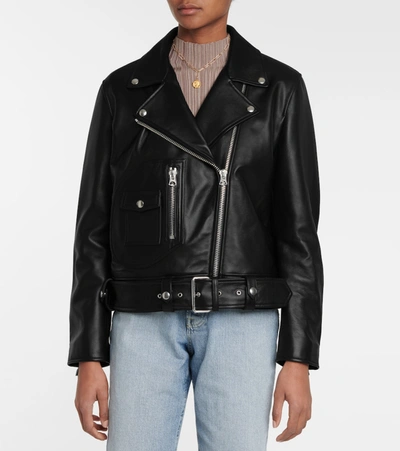 Shop Acne Studios Leather Biker Jacket In Black