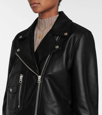 Shop Acne Studios Leather Biker Jacket In Black