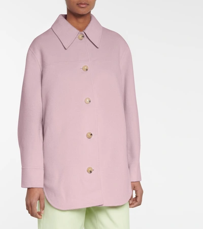 Shop Acne Studios Wool Shirt Jacket In Purple