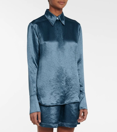 Shop Acne Studios Satin Shirt In Blue