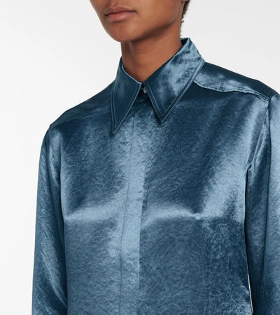 Shop Acne Studios Satin Shirt In Blue