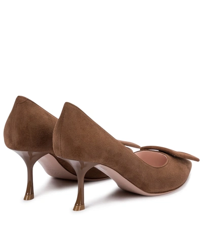 Shop Roger Vivier Viv' In The City Suede Pumps In Brown