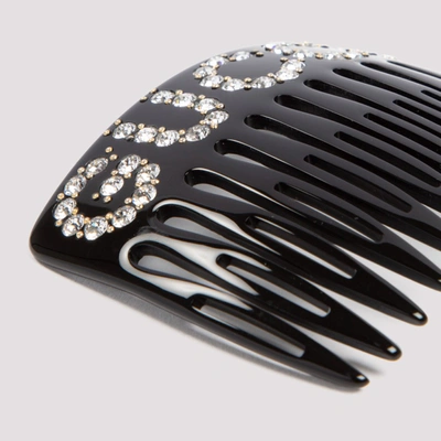 Shop Gucci Crystal Embellished Hair Comb In Black