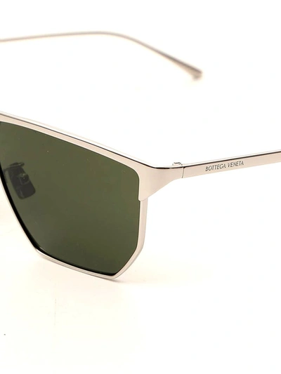 Shop Bottega Veneta Eyewear Angular Aviator Sunglasses In Silver