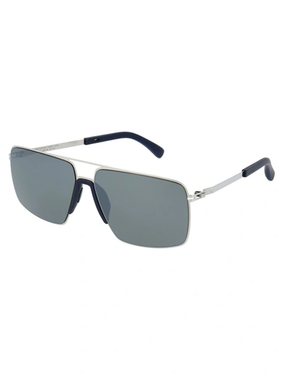 Shop Mykita Mylon Sun Lotus Aviator Sunglasses In Silver