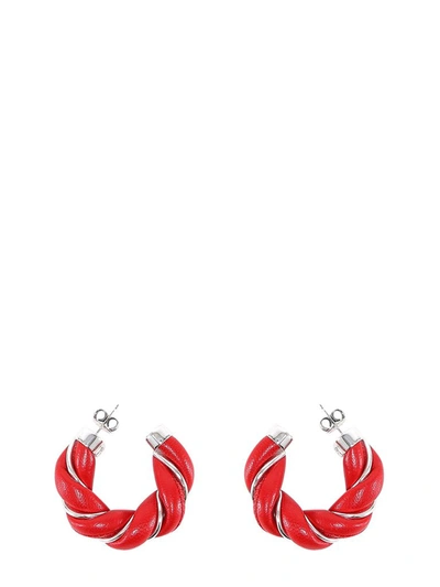 Shop Bottega Veneta Twist Hoop Earrings In Red