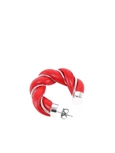 Shop Bottega Veneta Twist Hoop Earrings In Red