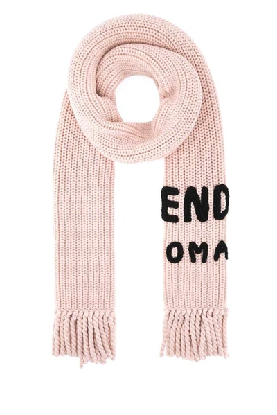 Shop Fendi Roma Knitted Scarf In Pink
