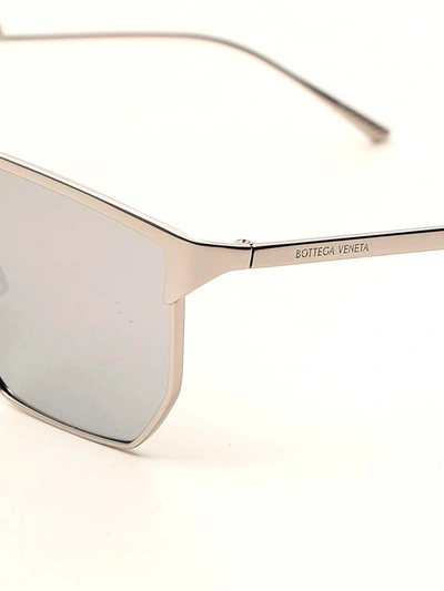 Shop Bottega Veneta Eyewear Angular Aviator Sunglasses In Silver