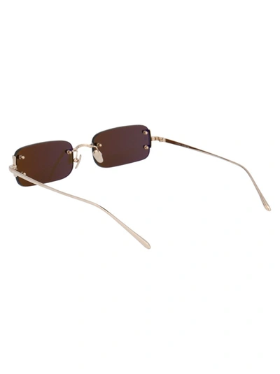 Shop Linda Farrow Taylor Rectangular Frame Sunglasses In Gold