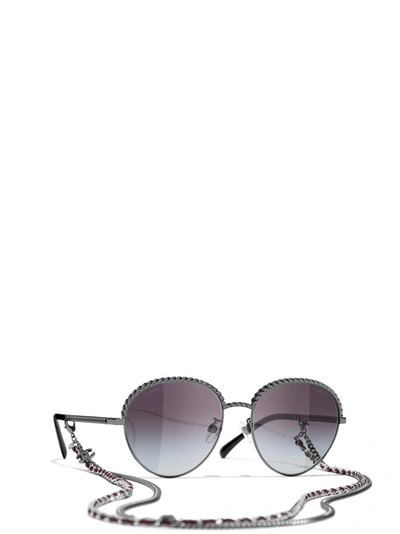 Pre-owned Chanel Pantos Sunglasses In Silver