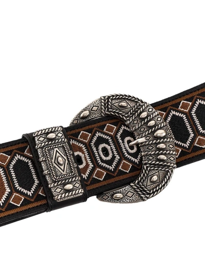 Shop Etro Embroidered Buckled Belt In Black
