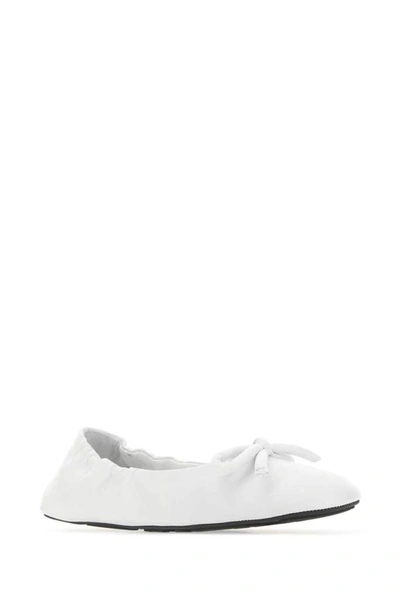 Shop Prada Bow Detail Ballerina Flats In White