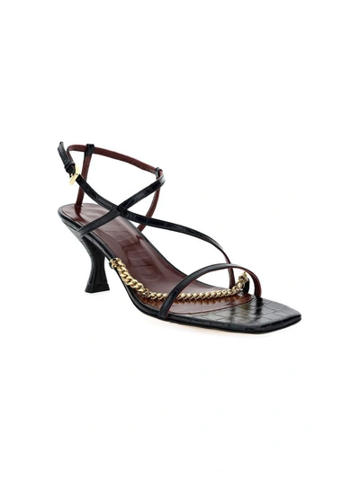 Shop Staud Chain Link Ankle Strap Sandals In Black
